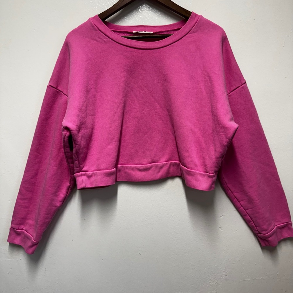 Reformation Jeans Pink Organic Cotton Cropped Sweatshirt Size L Made in USA